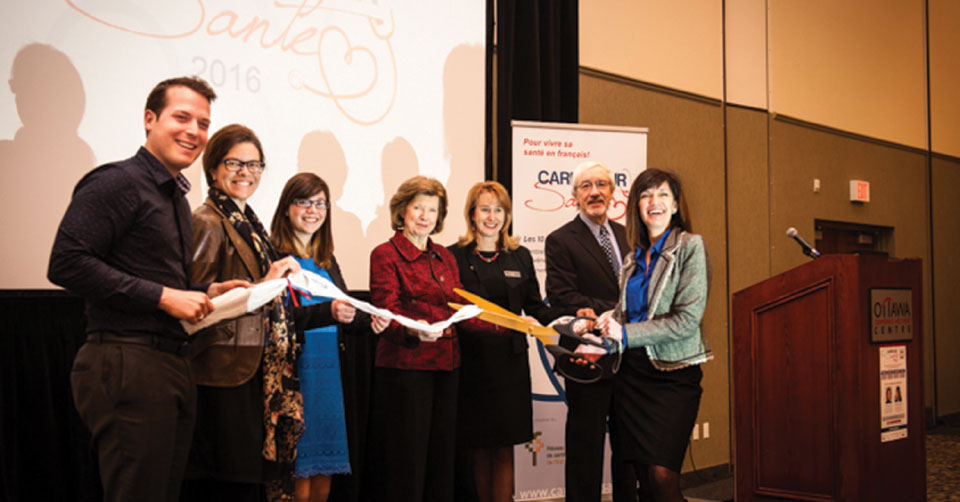 Lancement du Carrefour Santé 2016 en compagnie des coprésidentes d’honneur, Hélène Campbell et Huguette Labelle, Ottawa. Photo: Nathalie Lamy